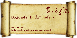 Dojcsák Árpád névjegykártya